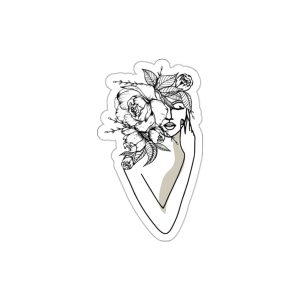Feminine Floral Line Drawing Woman Die Cut Stickers, Aesthetic Laptop Decor, Boho Home Decor, Gift for Her, Customizable Stickers