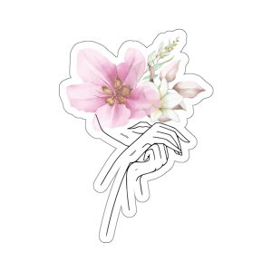 Woman Flower Line Drawing Die Cut Stickers, Die Cut Decals, Minimalist Art, Line Art Sticker, Female Line Art