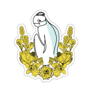 Woman With Flowers on the Back Line Art Die Cut Stickers, Die Cut Decals, Minimalist Art, Line Art Sticker, Line Drawing Woman