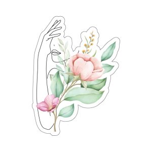 Line Drawing Woman Flower Die Cut Stickers, Die Cut Decals, Minimalist Art, Line Art Sticker, Female Line Art
