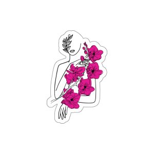Floral Line Art Die Cut Stickers - Laptop Decor, Floral Stickers for Journals, Aesthetic Home Decor, Gift for Floral Lovers