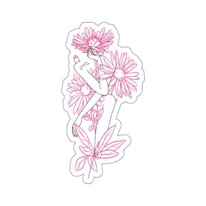 Line Art Woman Flowers Die Cut Stickers, Die Cut Decals, Floral Line Art, Line Art Sticker, Minimalist Art