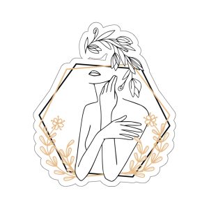 Botanical Woman Line Art Die Cut Stickers for Minimalist Decor, Laptop, Journals, Gifts, Floral Art Stickers