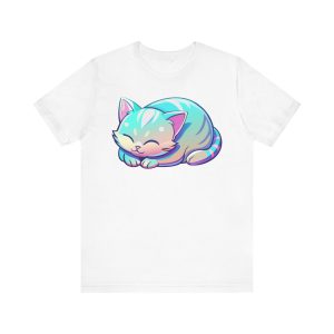 Kawaii Tshirt, Cat Sleep Shirt, Sleeping Cat Shirt, Rainbow Cat Tshirt, Neon Cat Tshirt, Gifts For Cat Lovers